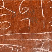 Picture of Chalk Writings on Metal Sheet